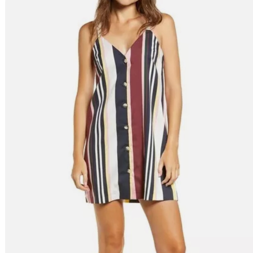 TOPSHOP Womens Sleeveless Stripe Button Front Mini Dress Size US 8